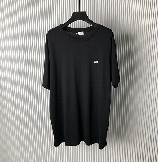 セリーヌコピー 新しいロゴ小さな刺繍ラウンドネック半袖Tシャツ