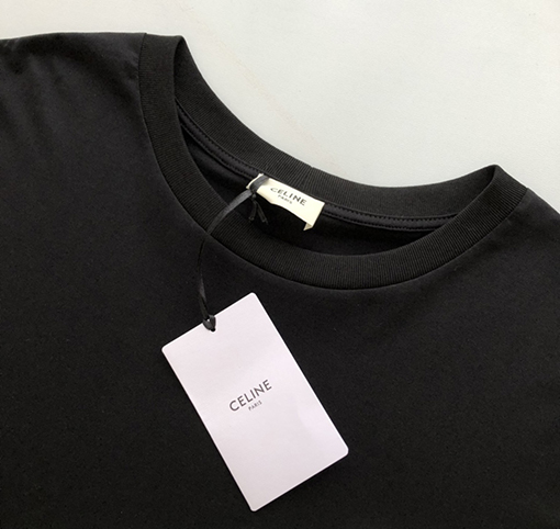 セリーヌコピー 新しいロゴ小さな刺繍ラウンドネック半袖Tシャツ
