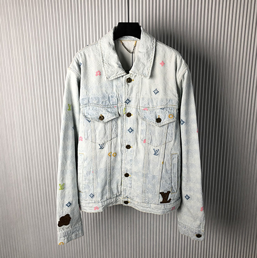 ルイヴィトン 新作カラフル刺繍セット・デニムジャケットコート