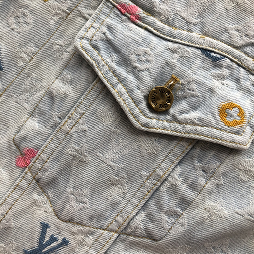 ルイヴィトン 新作カラフル刺繍セット・デニムジャケットコート