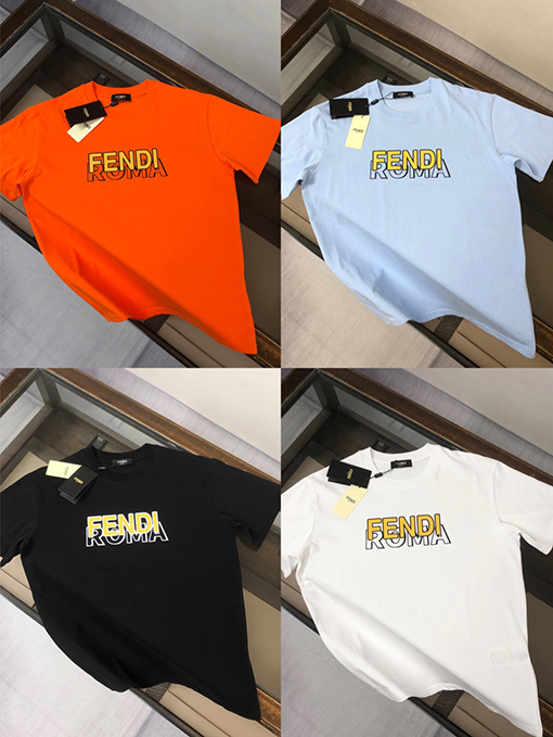 フェンディ カップルラウンドネック半袖カップルTシャツ