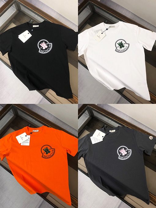 モンクレール 新しいロゴプリントラウンドネック半袖Tシャツ