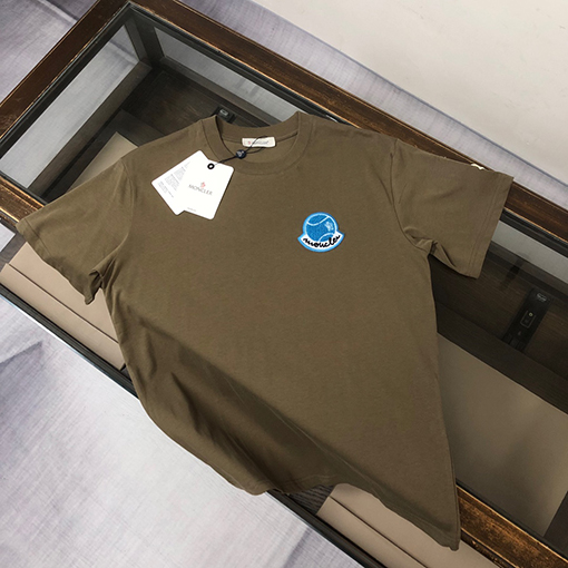 モンクレール タオル刺繍ラウンドネック半袖カップルTシャツ