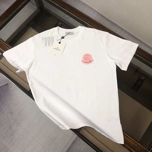 モンクレール タオル刺繍ラウンドネック半袖カップルTシャツ