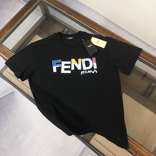 フェンディ カジュアルカジュアルラウンドネック半袖Tシャツ