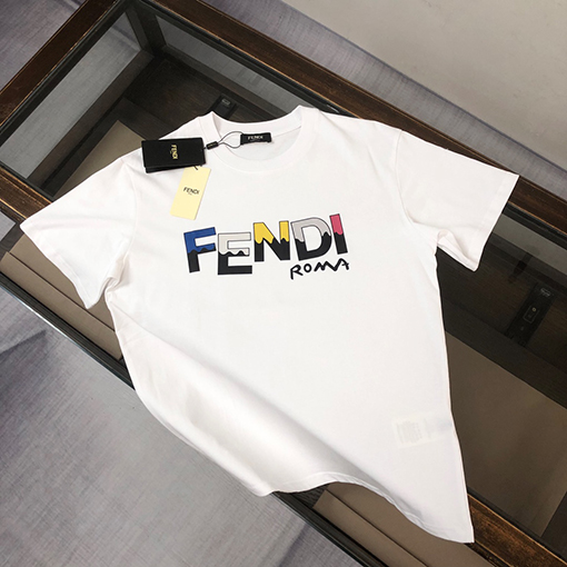 フェンディ カジュアルカジュアルラウンドネック半袖Tシャツ