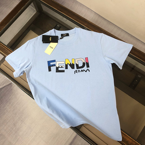 フェンディ カジュアルカジュアルラウンドネック半袖Tシャツ