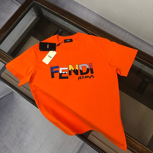 フェンディ カジュアルカジュアルラウンドネック半袖Tシャツ
