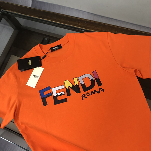 フェンディ カジュアルカジュアルラウンドネック半袖Tシャツ
