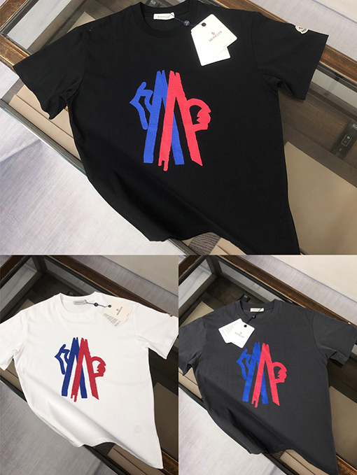 モンクレールスーパーコピー 立体ロゴアルファベットロゴカップルTシャツ