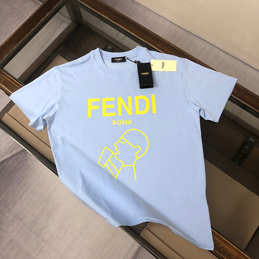 フェンディコピー 新しいラウンドネック半袖カップルTシャツ