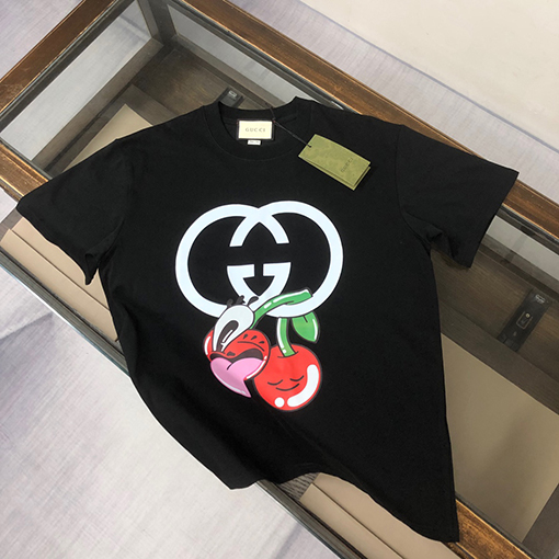 グッチ 新しいカップルのコットンラウンドネック半袖Tシャツ
