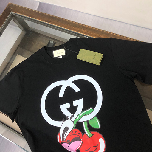 グッチ 新しいカップルのコットンラウンドネック半袖Tシャツ