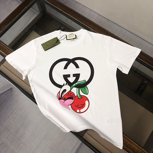 グッチ 新しいカップルのコットンラウンドネック半袖Tシャツ