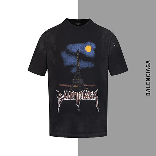 バレンシアガ エッフェル塔水洗いクルーネック半袖Tシャツ