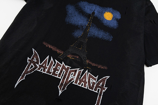 バレンシアガ エッフェル塔水洗いクルーネック半袖Tシャツ