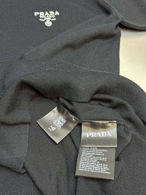 プラダ 刺繍ラペルポロ半袖Tシャツ