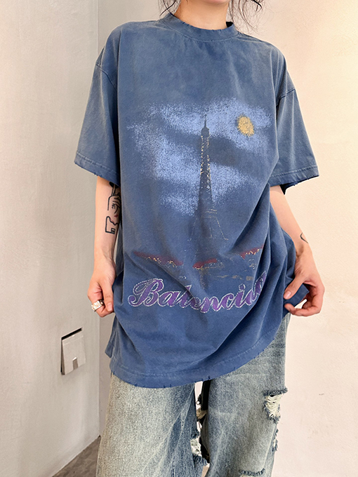 バレンシアガ 新しい鉄塔半袖Tシャツ