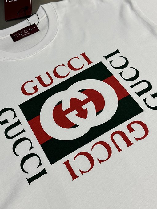 グッチ  新しいチェック柄の空のGプリント半袖Tシャツ