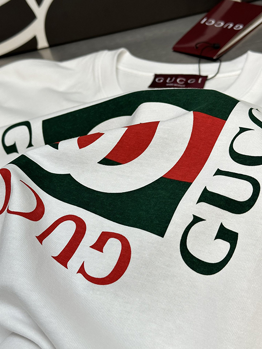 グッチ  新しいチェック柄の空のGプリント半袖Tシャツ