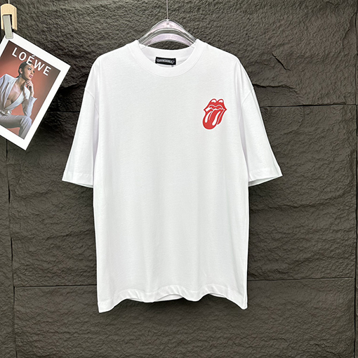 クロムハーツスーパーコピー  新しい唇のパターンカップルの半袖Tシャツ