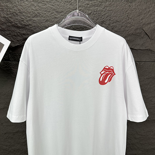 クロムハーツスーパーコピー  新しい唇のパターンカップルの半袖Tシャツ