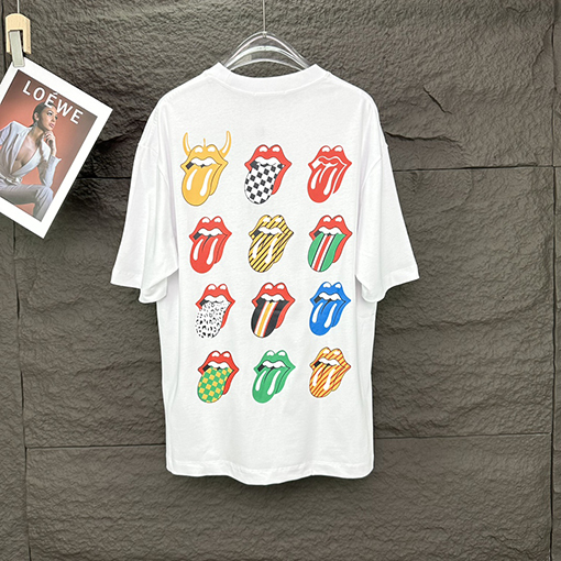 クロムハーツスーパーコピー  新しい唇のパターンカップルの半袖Tシャツ