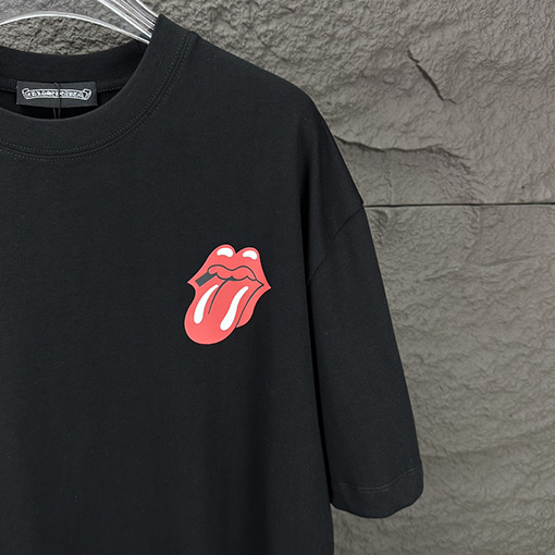 クロムハーツスーパーコピー  新しい唇のパターンカップルの半袖Tシャツ