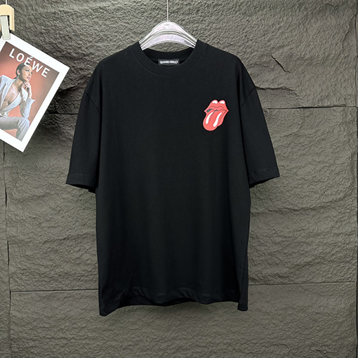 クロムハーツスーパーコピー  新しい唇のパターンカップルの半袖Tシャツ