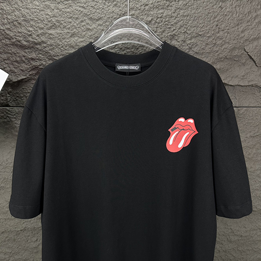 クロムハーツスーパーコピー  新しい唇のパターンカップルの半袖Tシャツ