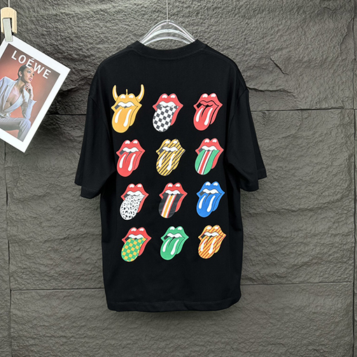 クロムハーツスーパーコピー  新しい唇のパターンカップルの半袖Tシャツ