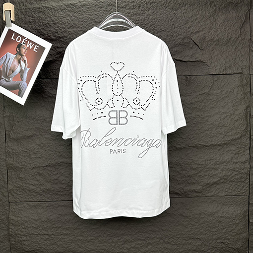 バレンシアガ 新しいホットドリル文字ロゴカップル半袖Tシャツ
