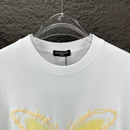 バレンシアガ 新しい発泡蝶アルファベットカップル半袖Tシャツ