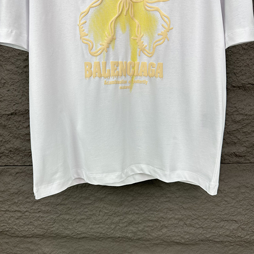 バレンシアガ 新しい発泡蝶アルファベットカップル半袖Tシャツ