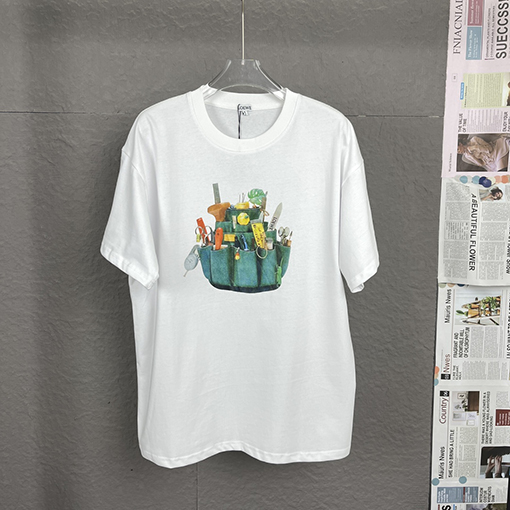 ロエベコピー 職人技天地展示会シリーズ工具皮袋半袖Tシャツ