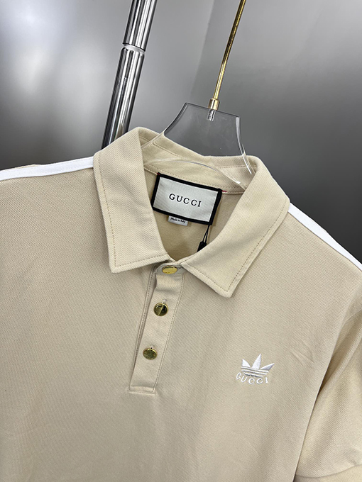 Gucci X Adi clover  ジャカードパッチワークラペル半袖ポロシャツ