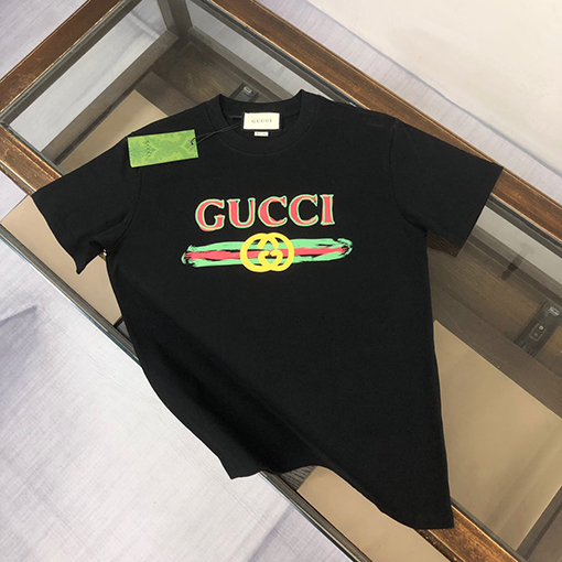 グッチスーパーコピー ロゴパターンプリントカップル半袖Tシャツ