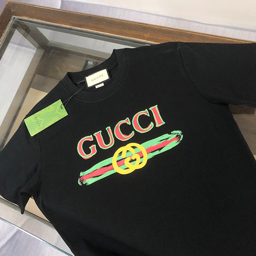 グッチスーパーコピー ロゴパターンプリントカップル半袖Tシャツ