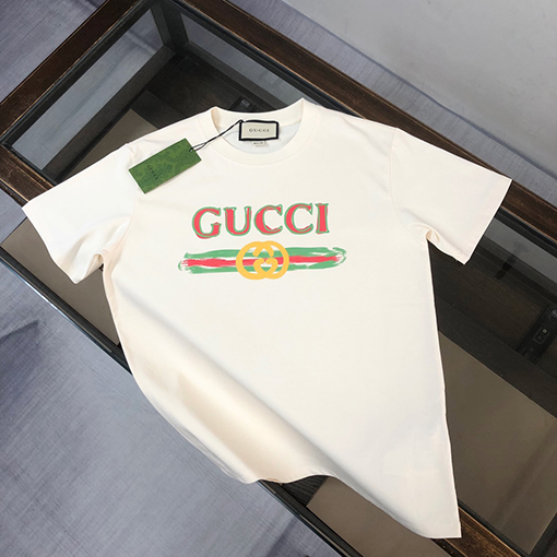 グッチスーパーコピー ロゴパターンプリントカップル半袖Tシャツ