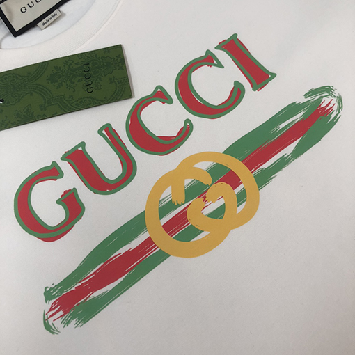 グッチスーパーコピー ロゴパターンプリントカップル半袖Tシャツ
