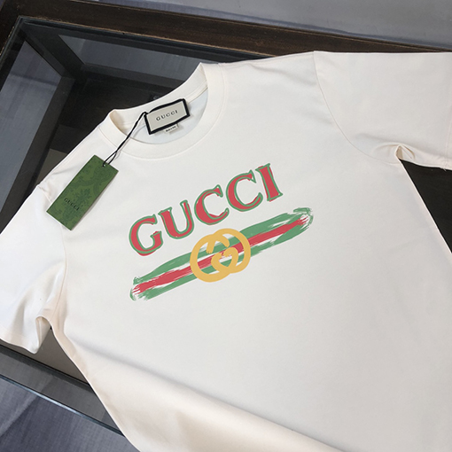 グッチスーパーコピー ロゴパターンプリントカップル半袖Tシャツ