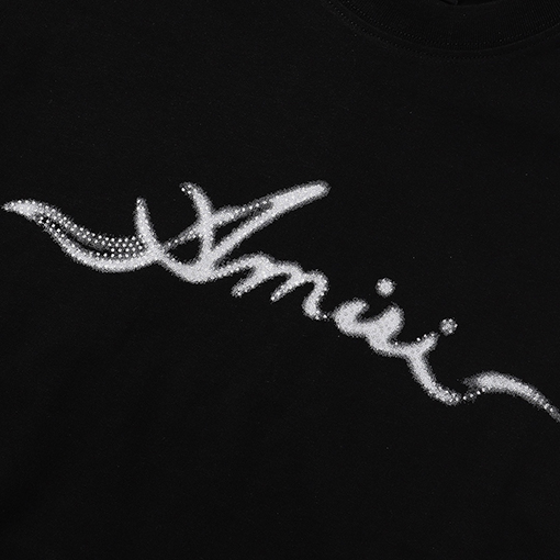 アミリ 新しいロゴ喫煙アルファベット半袖クルーネックTシャツ
