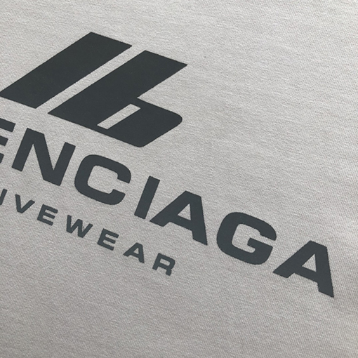 バレンシアガスーパーコピー 新しいIDホットシルバープリントラウンドネック半袖Tシャツ