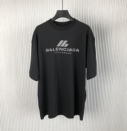 バレンシアガスーパーコピー 新しいIDホットシルバープリントラウンドネック半袖Tシャツ