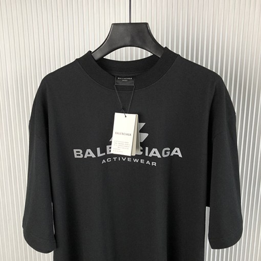 バレンシアガスーパーコピー 新しいIDホットシルバープリントラウンドネック半袖Tシャツ