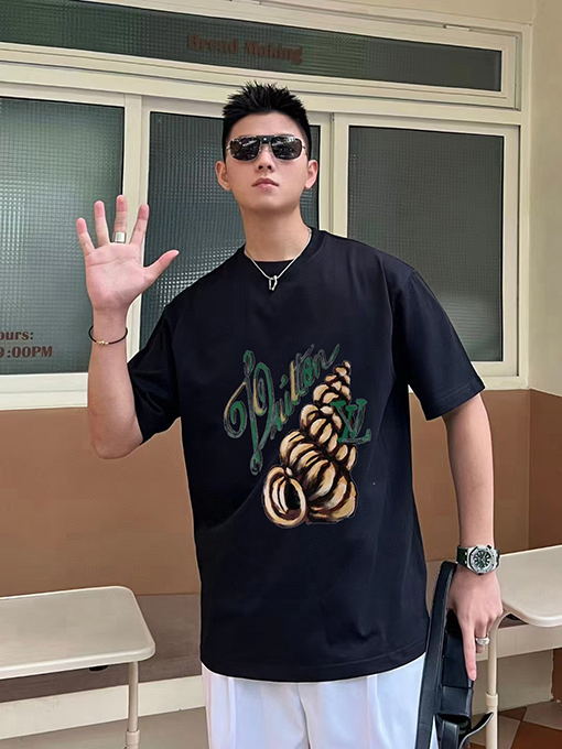ルイヴィトン   プリントラウンドネック半袖Tシャツ