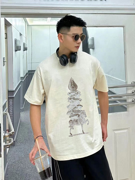 グッチ 新しいレンガキャビネット ラウンドネック半袖Tシャツ