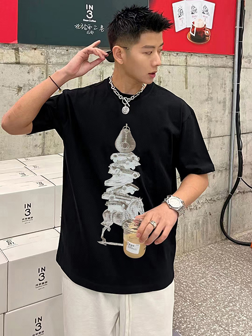 グッチ 新しいレンガキャビネット ラウンドネック半袖Tシャツ