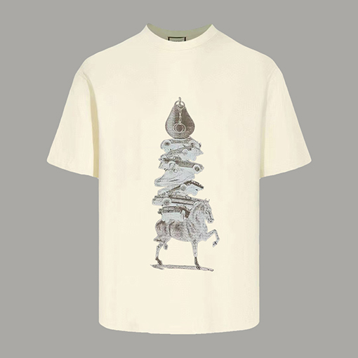 グッチ 新しいレンガキャビネット ラウンドネック半袖Tシャツ