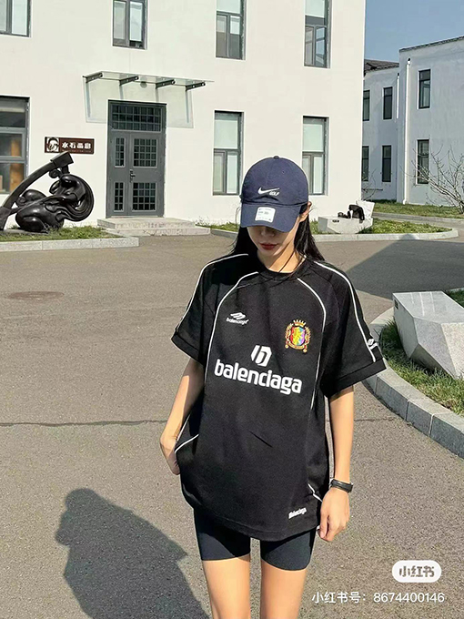 バレンシアガ ユナイテッドサッカー トレーニングウェア ロゴ 刺繍 プリント 半袖Tシャツ